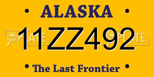 11ZZ492 Alaska License Plate