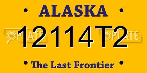 12114T2 Alaska License Plate