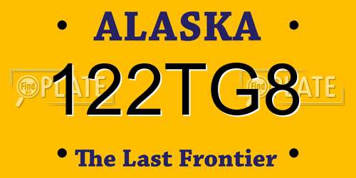 122TG8 Alaska License Plate