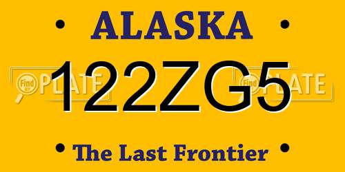 122ZG5 Alaska License Plate