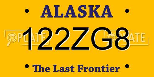 122ZG8 Alaska License Plate
