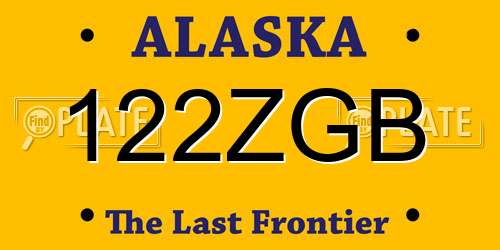 122ZGB Alaska License Plate