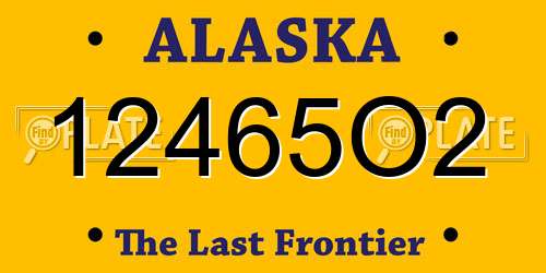 12465O2 Alaska License Plate