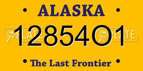 12854O1 Alaska License Plate