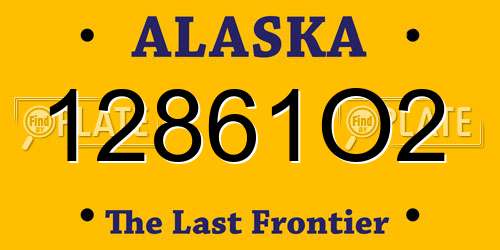 12861O2 Alaska License Plate