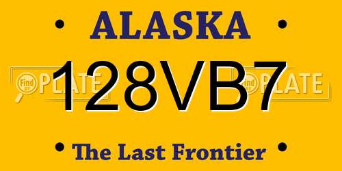 128VB7 Alaska License Plate