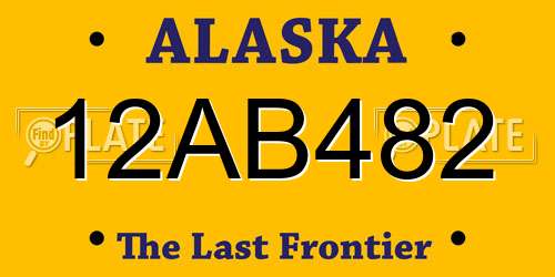 12AB482 Alaska License Plate