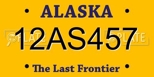 12AS457 Alaska License Plate