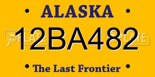 12BA482 Alaska License Plate