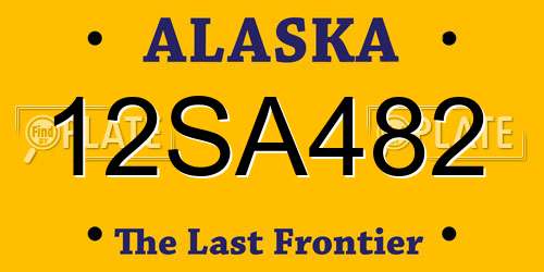 12SA482 Alaska License Plate