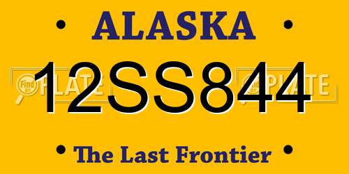 12SS844 Alaska License Plate