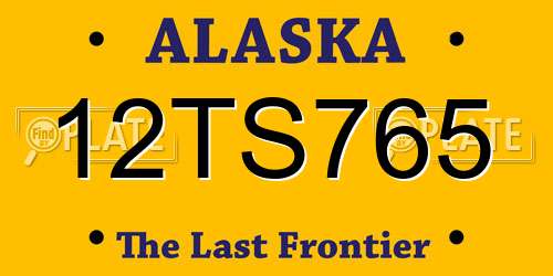 12TS765 Alaska License Plate