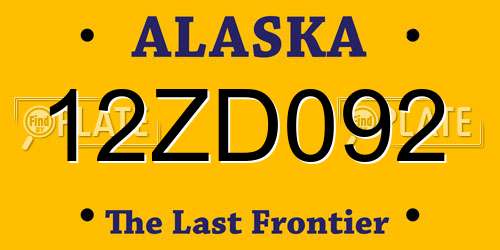 12ZD092 Alaska License Plate