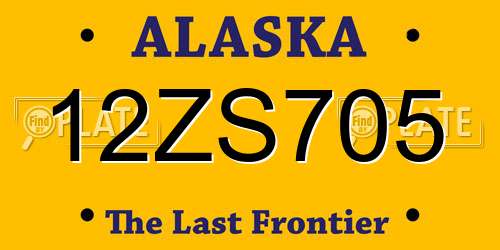 12ZS705 Alaska License Plate
