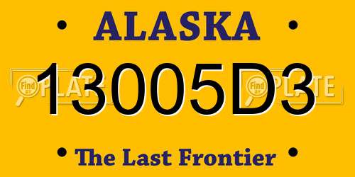 13005D3 Alaska License Plate