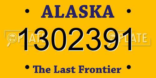 1302391 Alaska License Plate