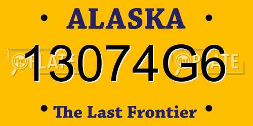 13074G6 Alaska License Plate