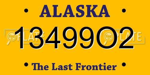 13499O2 Alaska License Plate