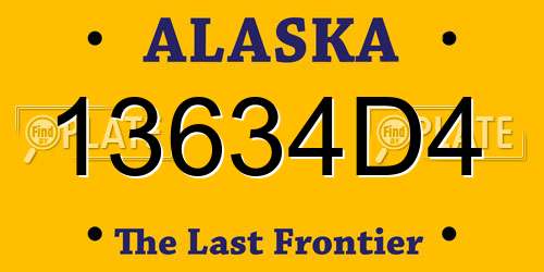 13634D4 Alaska License Plate