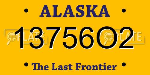 13756O2 Alaska License Plate