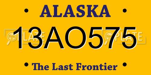 13AO575 Alaska License Plate