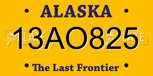 13AO825 Alaska License Plate