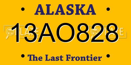 13AO828 Alaska License Plate