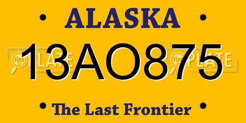 13AO875 Alaska License Plate