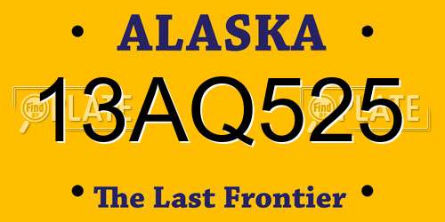 13AQ525 Alaska License Plate