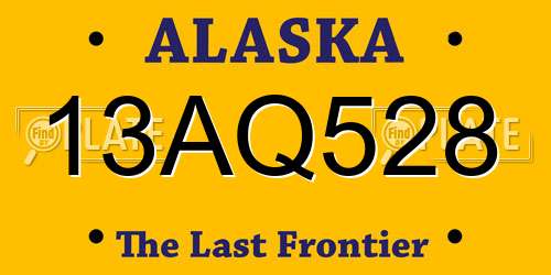 13AQ528 Alaska License Plate
