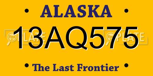 13AQ575 Alaska License Plate
