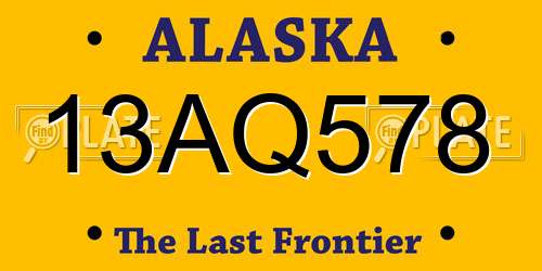 13AQ578 Alaska License Plate