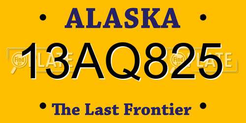 13AQ825 Alaska License Plate