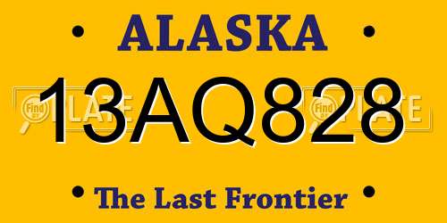 13AQ828 Alaska License Plate