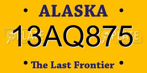 13AQ875 Alaska License Plate