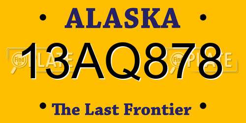 13AQ878 Alaska License Plate
