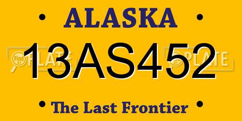 13AS452 Alaska License Plate