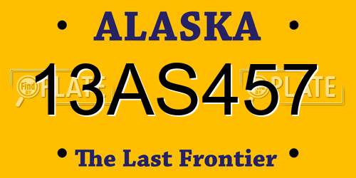 13AS457 Alaska License Plate