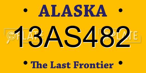 13AS482 Alaska License Plate