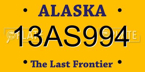 13AS994 Alaska License Plate