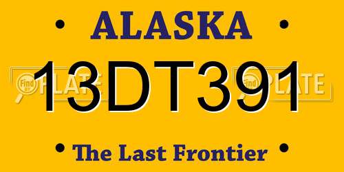13DT391 Alaska License Plate