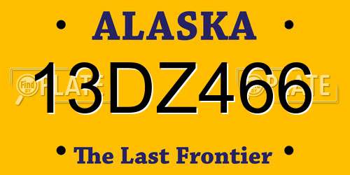 13DZ466 Alaska License Plate