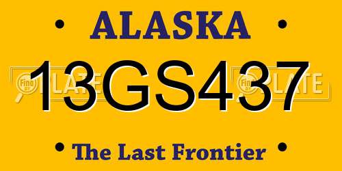 13GS437 Alaska License Plate