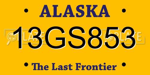 13GS853 Alaska License Plate