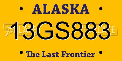 13GS883 Alaska License Plate