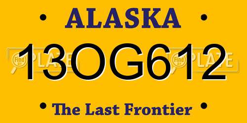 13OG612 Alaska License Plate