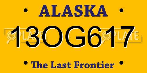 13OG617 Alaska License Plate