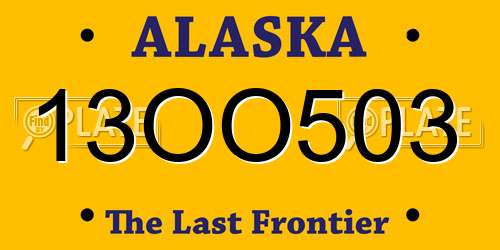 13OO503 Alaska License Plate