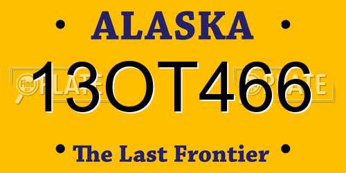 13OT466 Alaska License Plate
