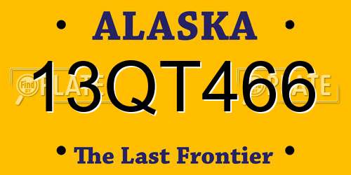 13QT466 Alaska License Plate